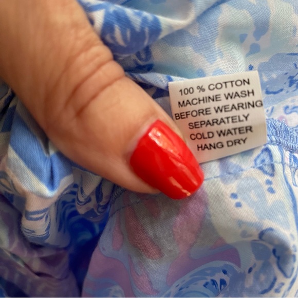 THREE ISLANDS DRESS SHIFT BUTTON FRONT LONG SLEEVE BLUE WHITE PURPLE SIZE XS - Picture 10 of 10